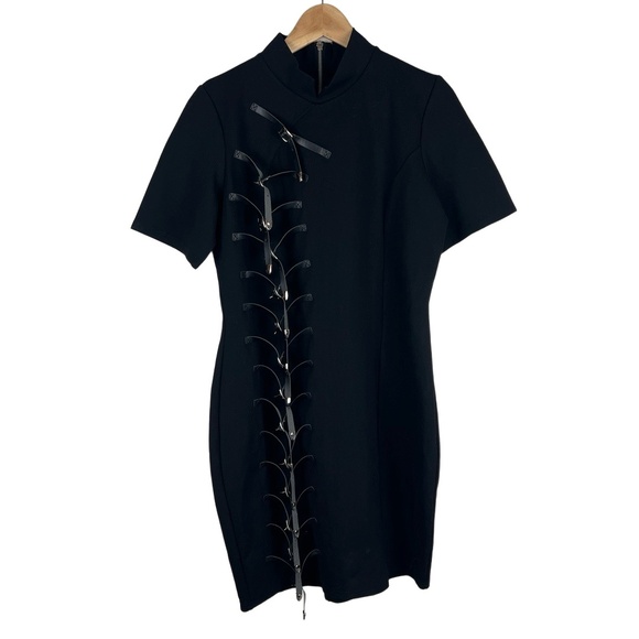 Black Milk‎ Womens Bodycon Dress XL Black Knee Length Buckle Goth Punk